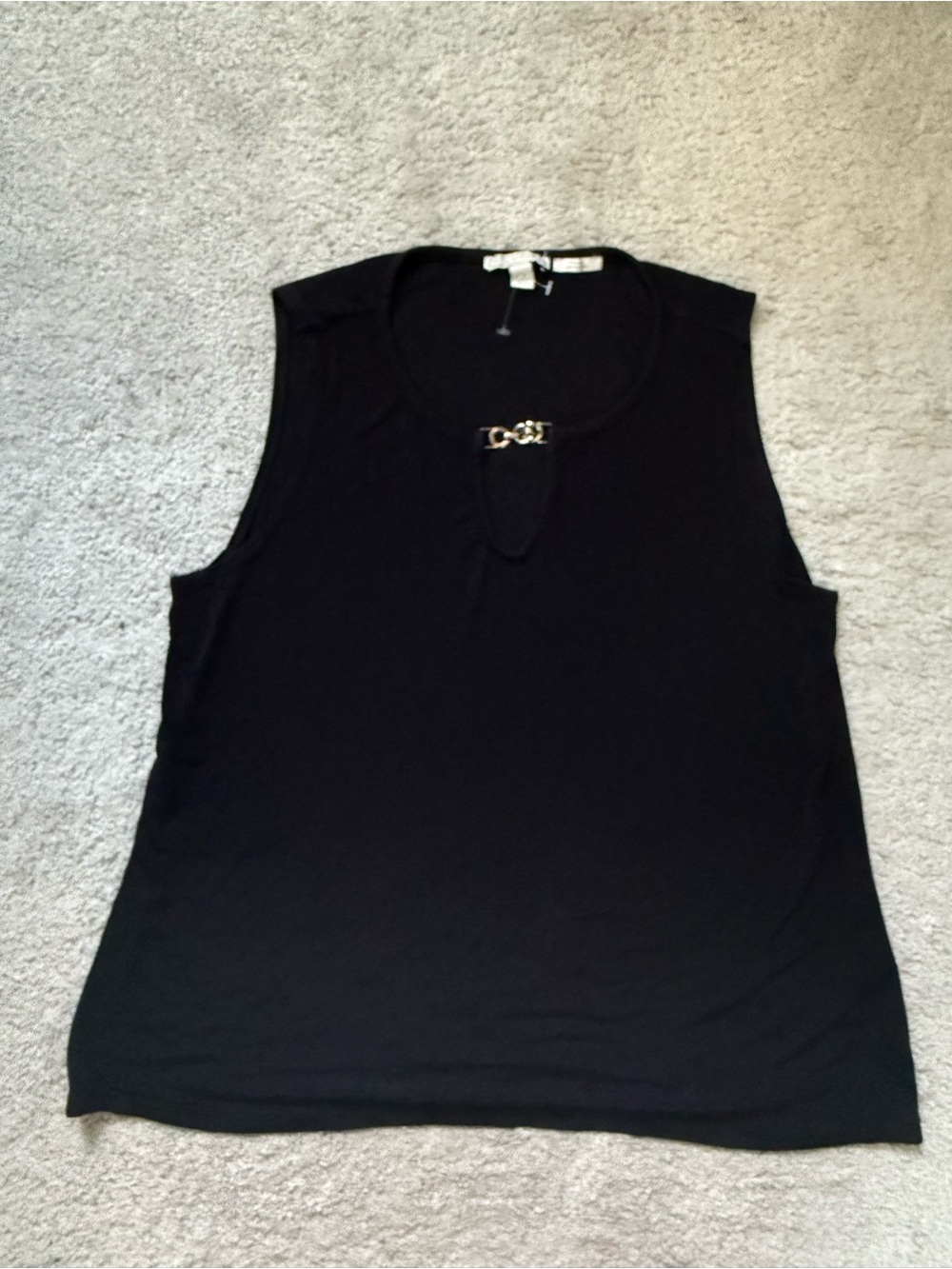 Dana Buchman Black Sleeveless Tank with Gold Chain Accent